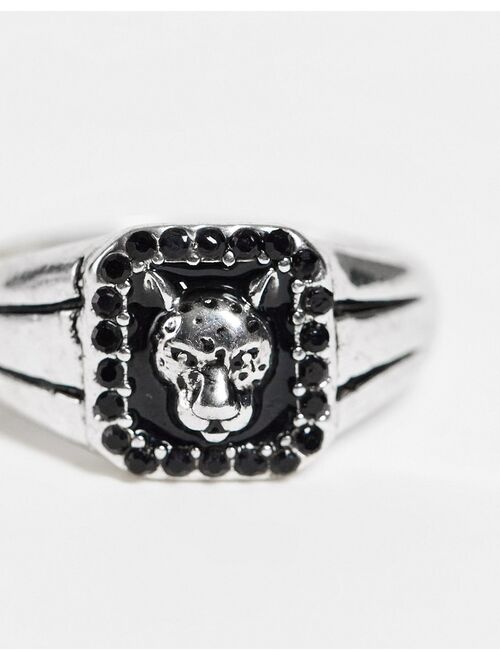 WFTW leopard head signet ring in silver