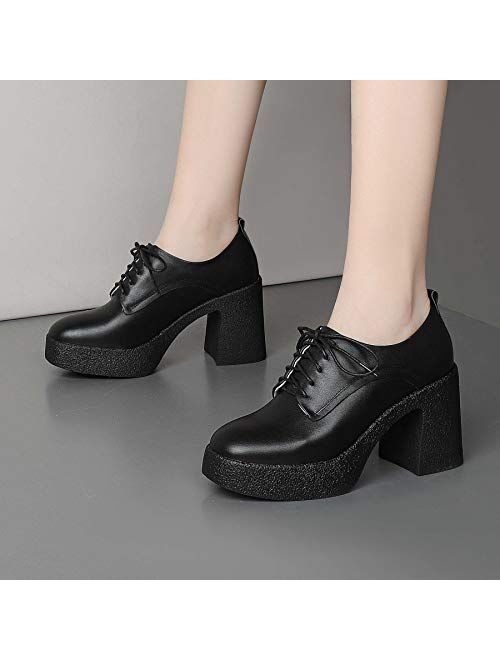 WuORWu women's chunky heels black platform shoes for women ankle boots