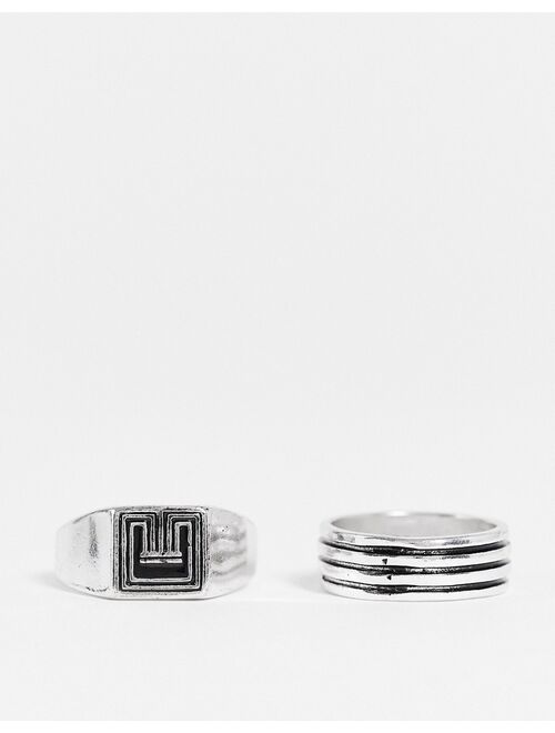 Icon Brand 2 pack deco ring in silver