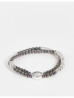 Icon Brand stretch beaded coin clasp bracelet in gray