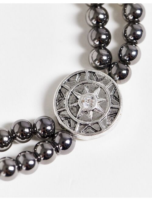 Icon Brand stretch beaded coin clasp bracelet in gray