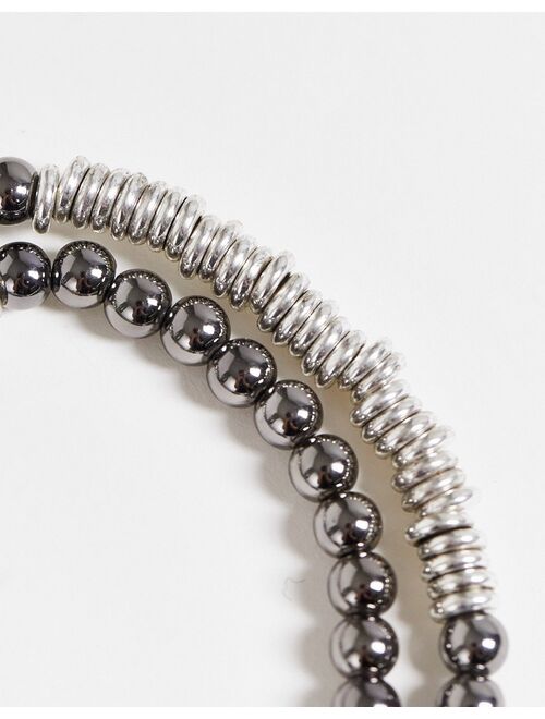 Icon Brand stretch beaded coin clasp bracelet in gray