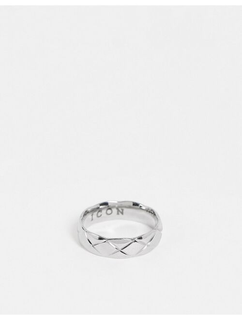 Icon Brand stainless steel textured band ring in silver