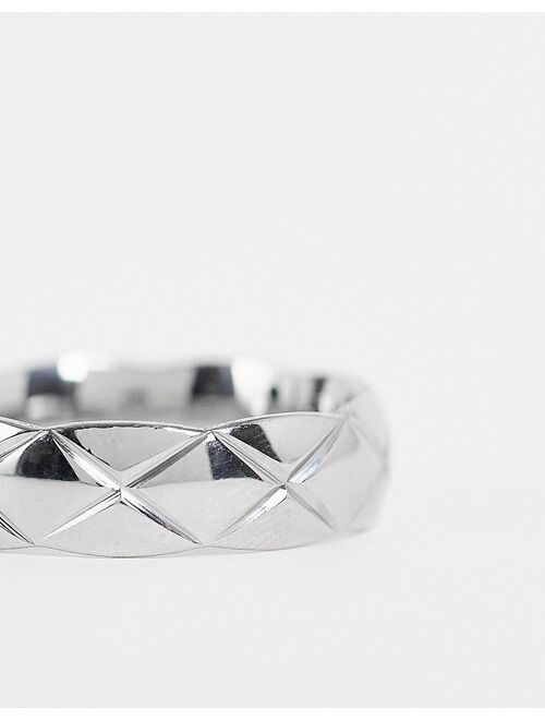 Icon Brand stainless steel textured band ring in silver