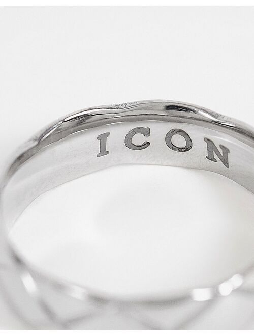 Icon Brand stainless steel textured band ring in silver