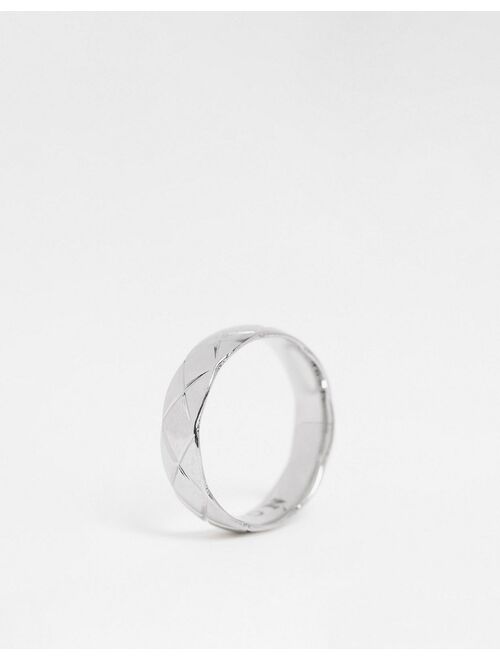 Icon Brand stainless steel textured band ring in silver