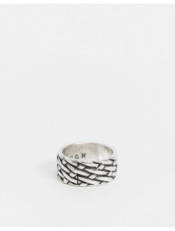 Icon Brand band ring in silver with woven texture