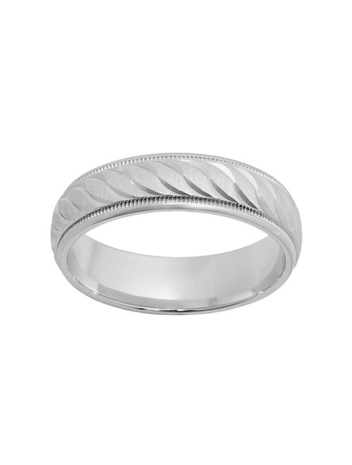 Sterling Silver Textured Wedding Band - Men