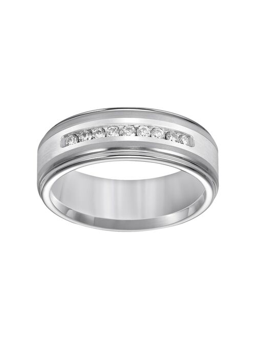 Lovemark Tungsten and Sterling Silver 1/4-ct. T.W. Diamond Men's Wedding Band