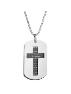 Men's Stainless Steel 2-pc. Lord's Prayer Dog Tag Pendant