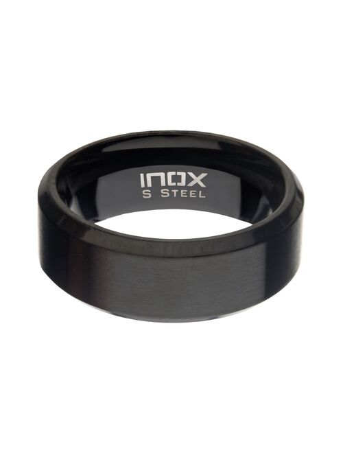 Men's 8 mm Black Stainless Steel Matte Beveled Ring