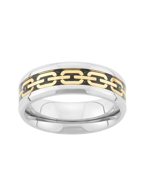 Tri-Tone Stainless Steel Chain Link Wedding Band - Men