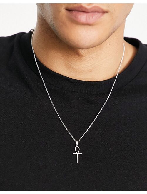 ASOS DESIGN neckchain with ankh pendant in silver tone