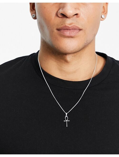 ASOS DESIGN neckchain with ankh pendant in silver tone