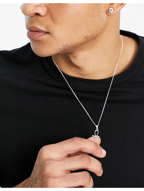 ASOS DESIGN neckchain with ankh pendant in silver tone