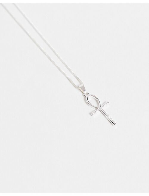 ASOS DESIGN neckchain with ankh pendant in silver tone