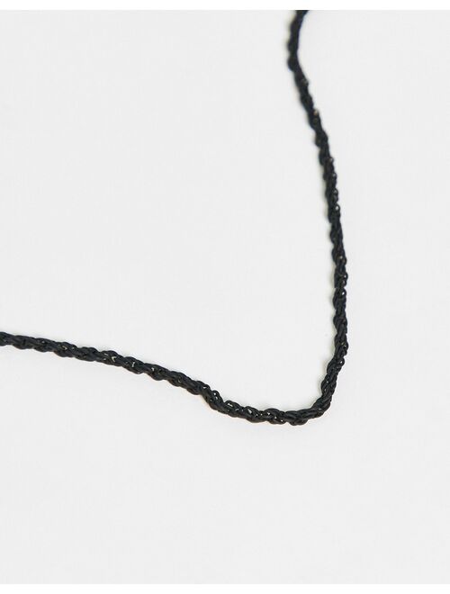 ASOS DESIGN skinny rope neckchain with ace of spades pendant in matte black