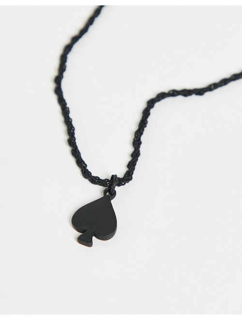 ASOS DESIGN skinny rope neckchain with ace of spades pendant in matte black