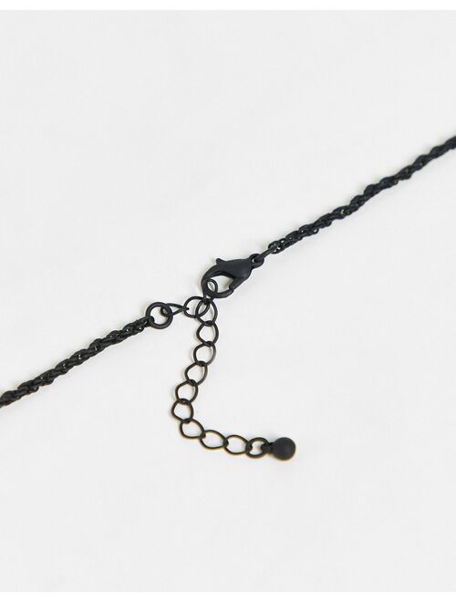 ASOS DESIGN skinny rope neckchain with ace of spades pendant in matte black