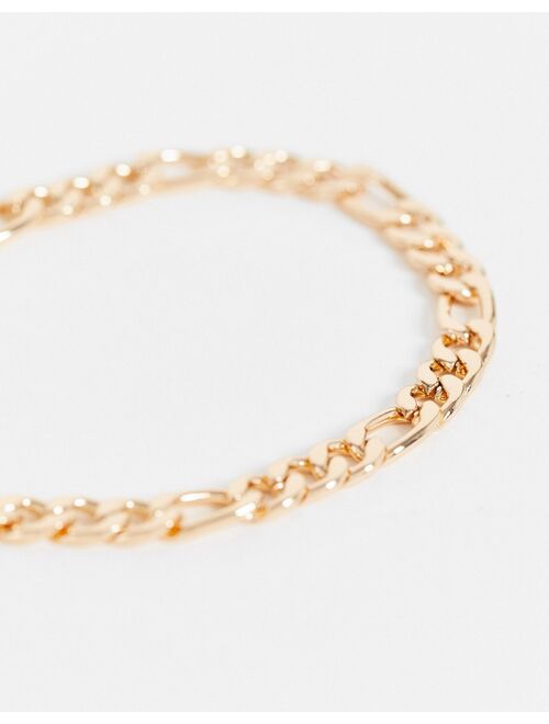 ASOS DESIGN 2 pack bracelet set with curb and figaro chains in gold tone