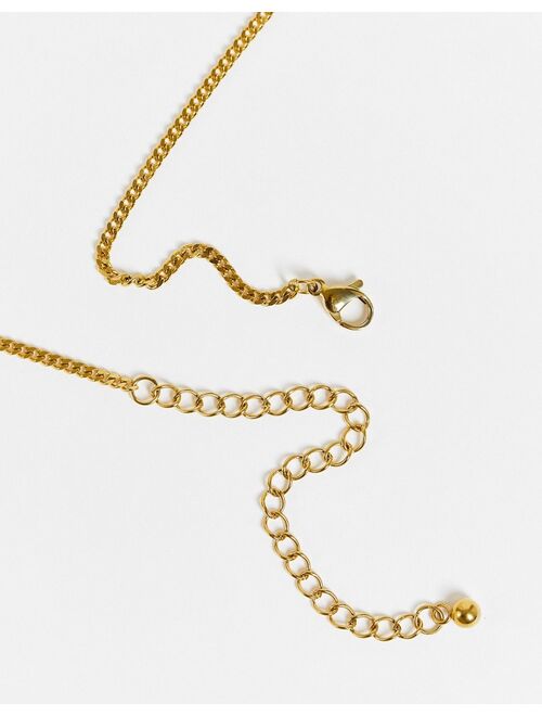 ASOS DESIGN stainless steel neckchain with gold coin pendant in gold tone