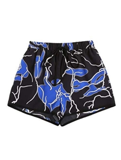 Women's Print Drawstring Waist Pocket Casual Summer Shorts