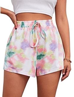 Women's Print Drawstring Waist Pocket Casual Summer Shorts