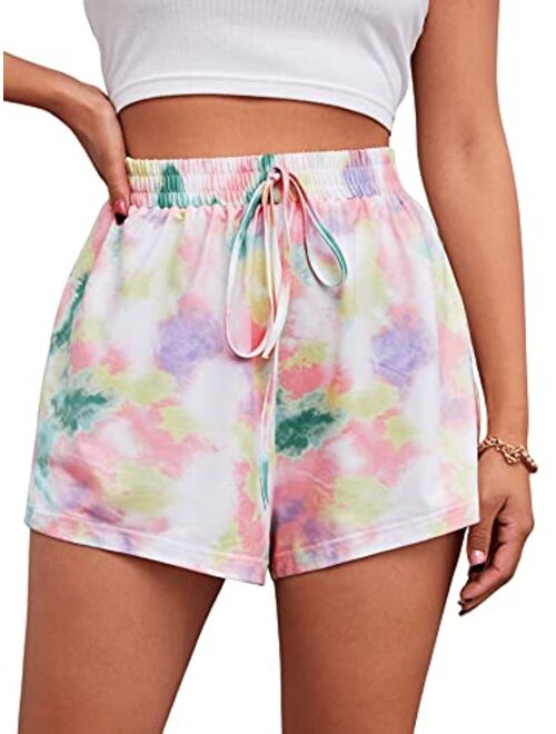 Floerns Women's Print Drawstring Waist Pocket Casual Summer Shorts