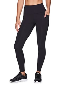 Active Women's Ultra Super Soft Solid Workout Running Yoga Leggings with Pockets