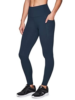 Active Women's Ultra Super Soft Solid Workout Running Yoga Leggings with Pockets