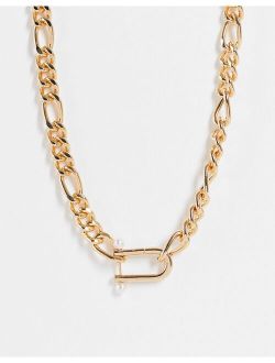 WFTW pearl clasp chain necklace in gold