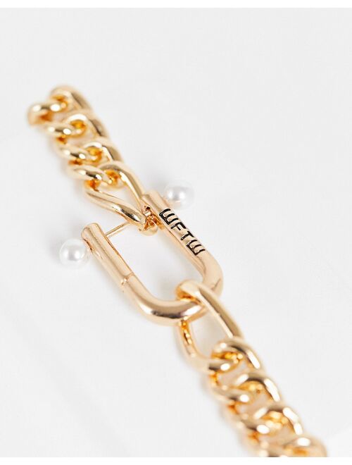 WFTW pearl clasp chain necklace in gold