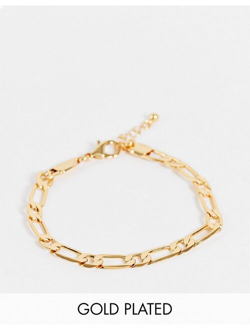 ASOS DESIGN 7mm figaro chain bracelet in 14k gold plate