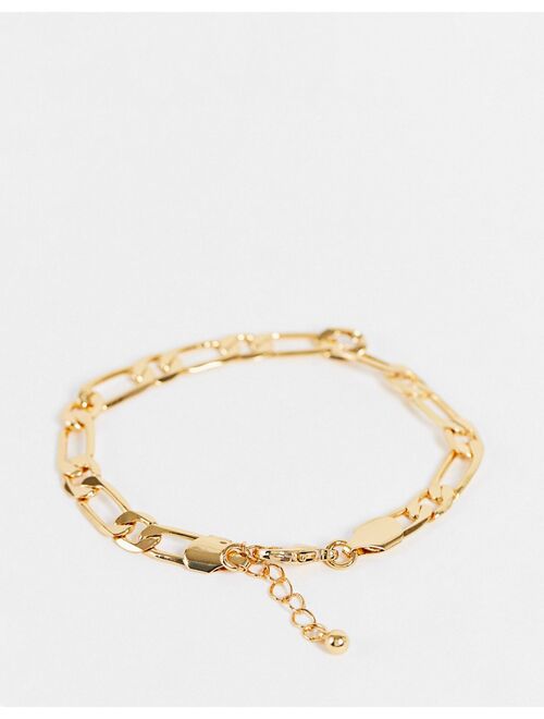 ASOS DESIGN 7mm figaro chain bracelet in 14k gold plate