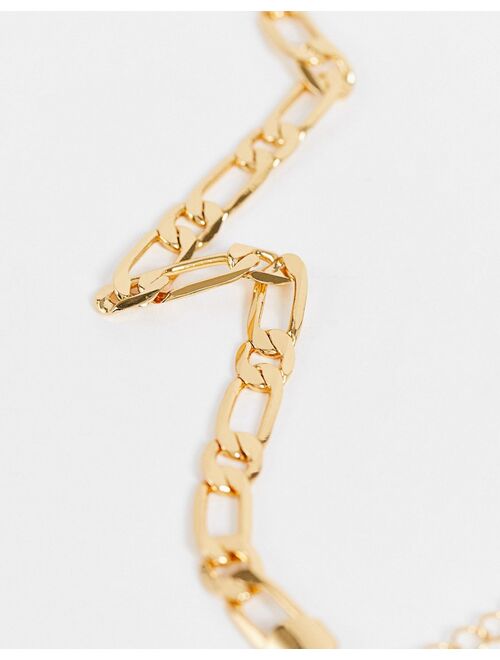 ASOS DESIGN 7mm figaro chain bracelet in 14k gold plate