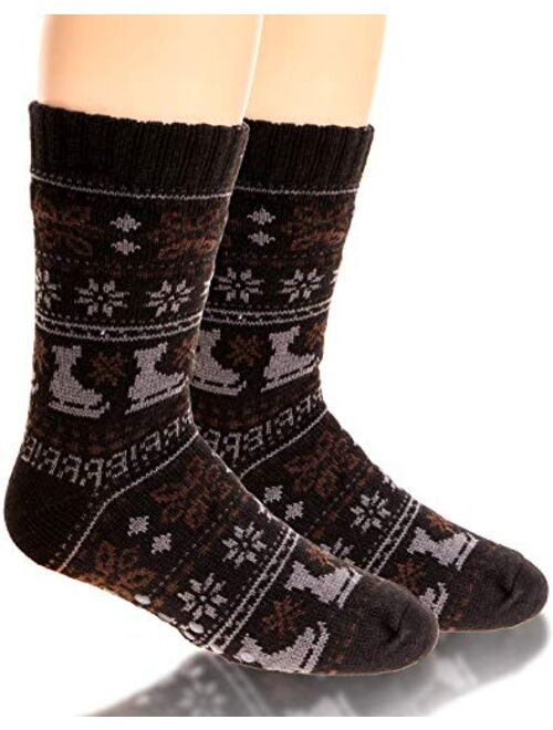 EBMORE Mens Slipper Fuzzy Socks Winter Cozy Fluffy Cabin Warm Fleece Soft Comfy Thick Non Slip Christmas Home Stocking Stuffer