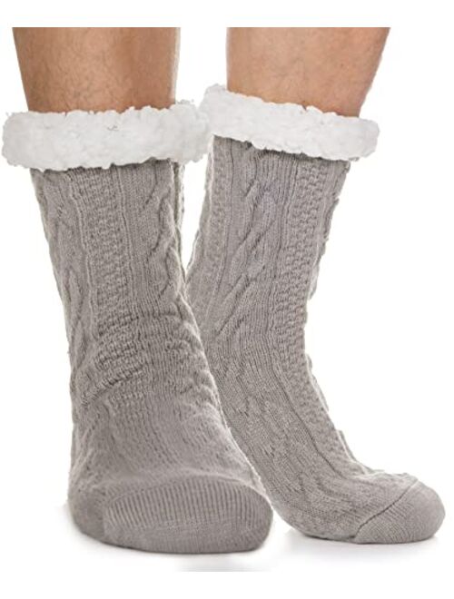 EBMORE Mens Slipper Fuzzy Socks Winter Cozy Fluffy Cabin Warm Fleece Soft Comfy Thick Non Slip Christmas Home Stocking Stuffer