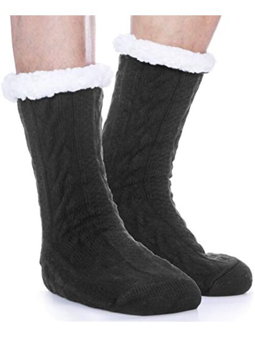 EBMORE Mens Slipper Fuzzy Socks Winter Cozy Fluffy Cabin Warm Fleece Soft Comfy Thick Non Slip Christmas Home Stocking Stuffer