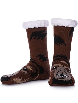 SDBING Mens Super Soft Warm Cozy Fuzzy Fleece-lined Winter With Grips Slipper Socks