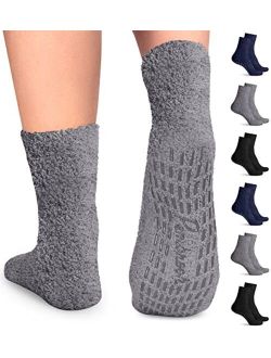 Pembrook Fuzzy Slipper Socks with Grippers for Women and Men - Non Skid  Socks/No Slip Fuzzy Socks