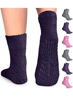 Pembrook Fuzzy Slipper Socks with Grippers for Women and Men - Non Skid Socks / No Slip Fuzzy Socks