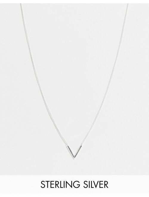 ASOS DESIGN sterling silver neckchain with v-shape pendant