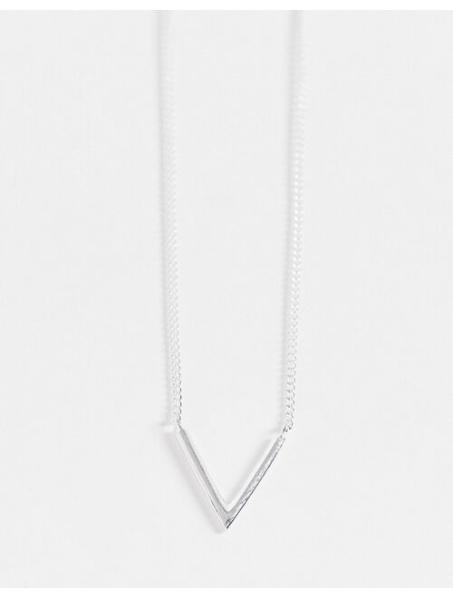 ASOS DESIGN sterling silver neckchain with v-shape pendant