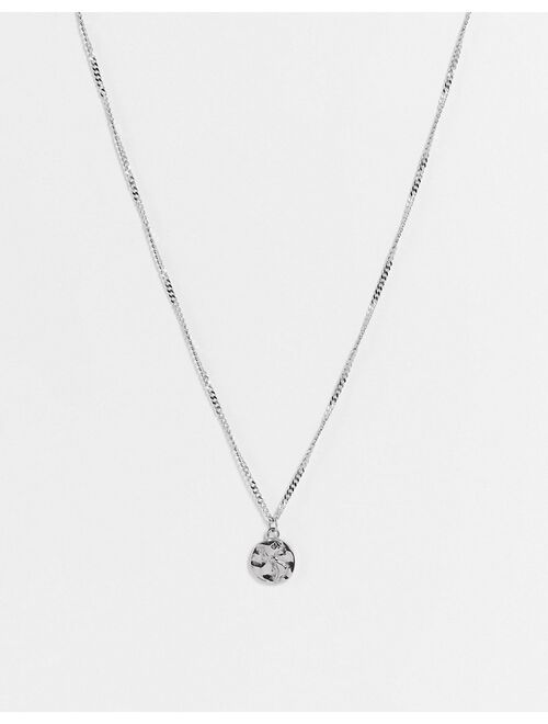 ASOS DESIGN stainless steel neckchain with world pendant in silver tone