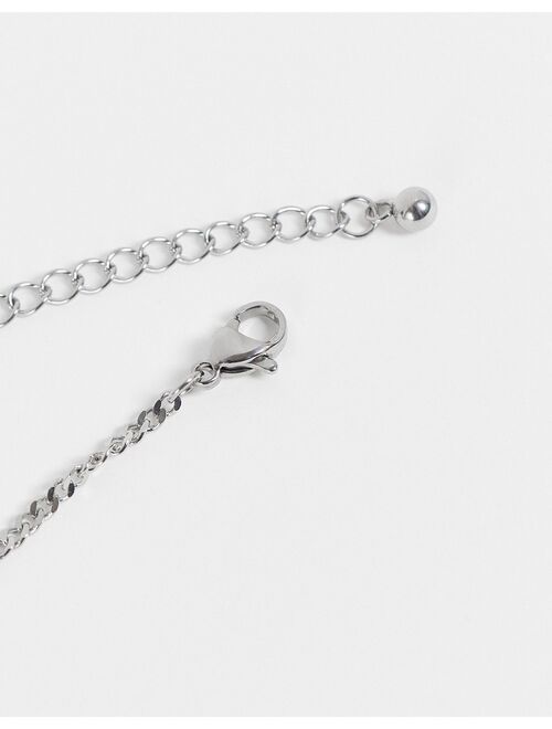 ASOS DESIGN stainless steel neckchain with world pendant in silver tone