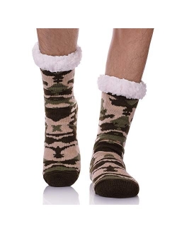 CHOWISH Mens Fuzzy Slipper Socks Soft Warm Cozy Fleece Lined Winter With Grips Socks