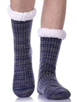 CHOWISH Mens Fuzzy Slipper Socks Soft Warm Cozy Fleece Lined Winter With Grips Socks