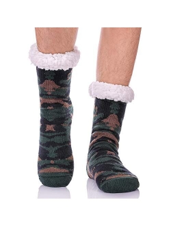 CHOWISH Mens Fuzzy Slipper Socks Soft Warm Cozy Fleece Lined Winter With Grips Socks