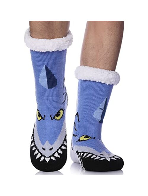 CHOWISH Mens Fuzzy Slipper Socks Soft Warm Cozy Fleece Lined Winter With Grips Socks