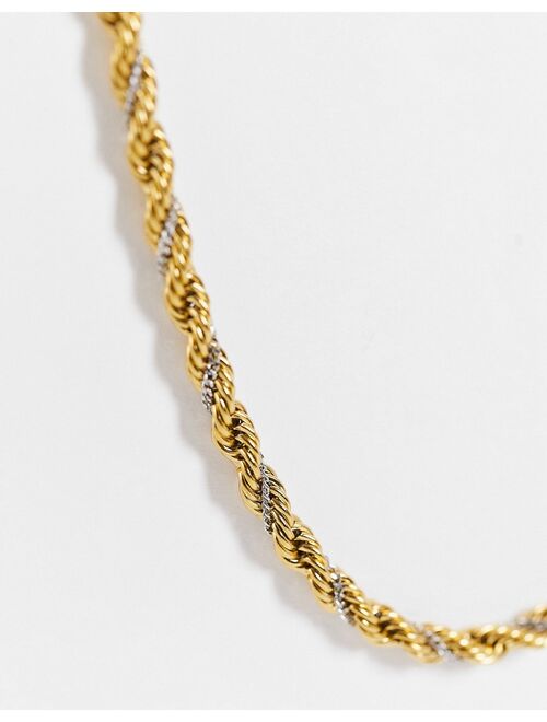 ASOS DESIGN stainless steel neckchain in gold and silver mix